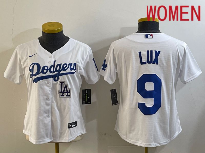 Women Los Angeles Dodgers #9 Lux White Game 2024 Nike MLB Jersey style 5